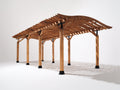 Pérgola de jardín de madera 520x300x260 cm - madera y negro - techo curvo
