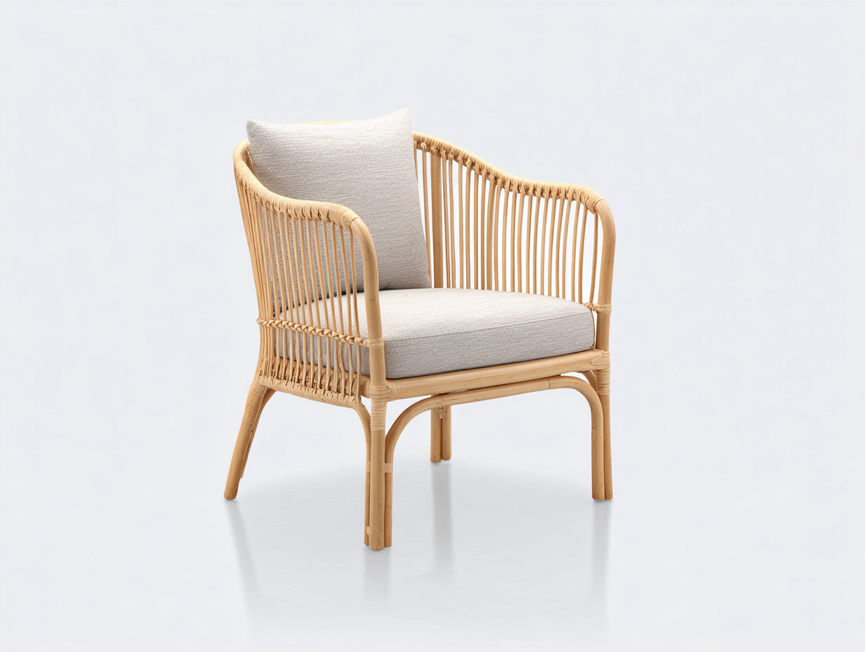 Sillones de ratán con varillas 82x76x84 cm - natural-beige - para salón y terraza