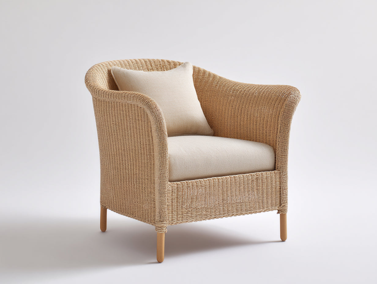 Sillones de ratán tejido 84x78x82 cm color natural para salón - diseño clásico