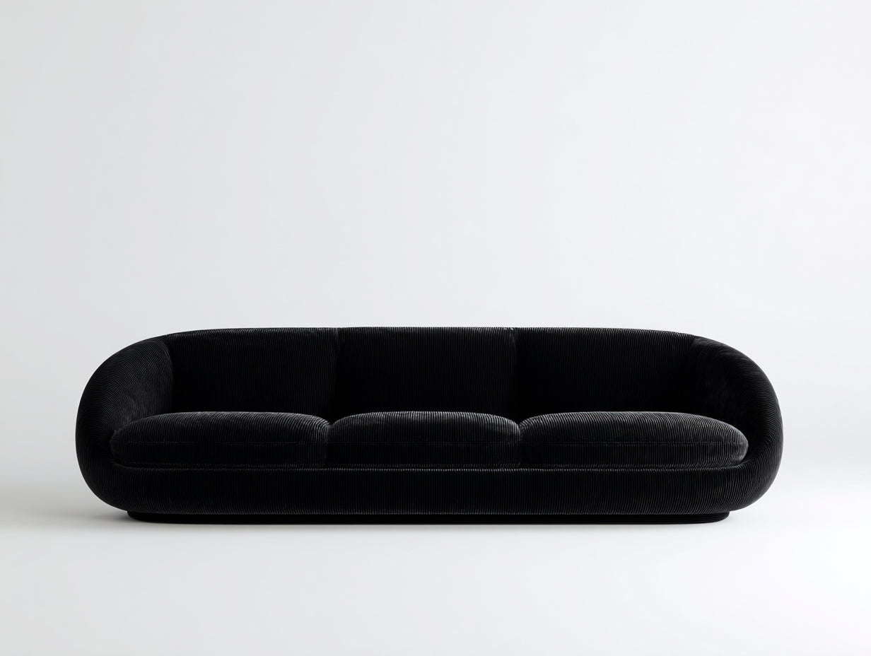 Sofás lineales tapizados de pana 235x92x72 cm - negro - para salón moderno
