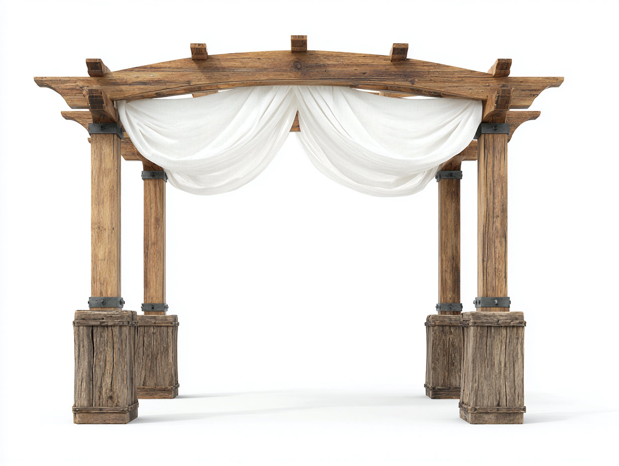 Pérgola de jardín de madera 300x220x240 cm - madera y blanco - estilo rústico