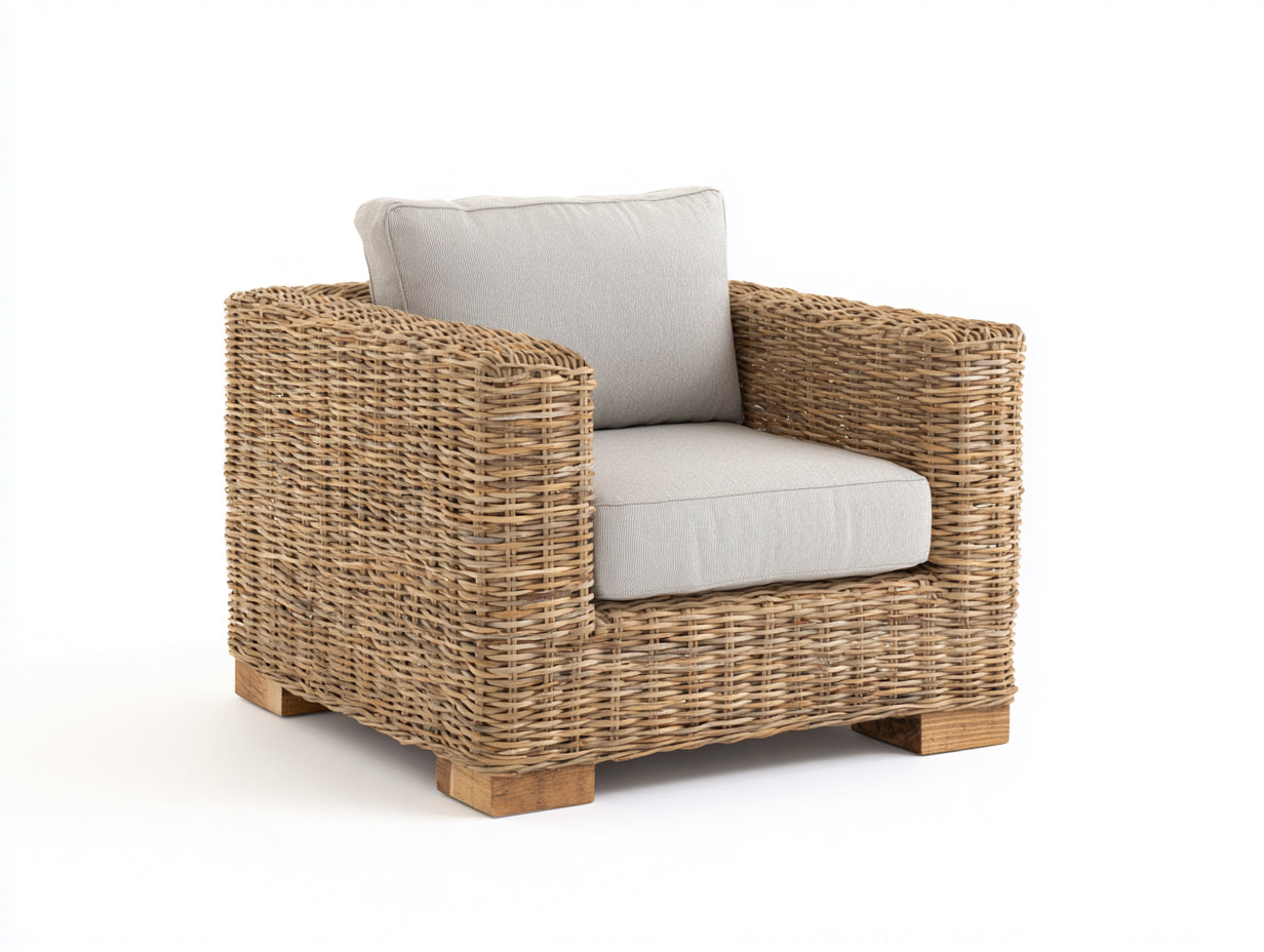 Sillones de ratán trenzado 95x88x76 cm - natural-beige - para salón y terraza