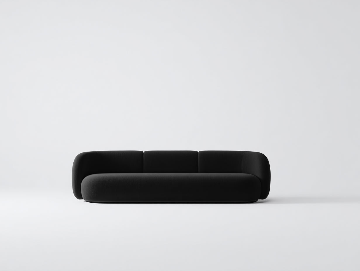 Sofás lineales terciopelo negro 260x95x72 cm - negro - diseño minimalista