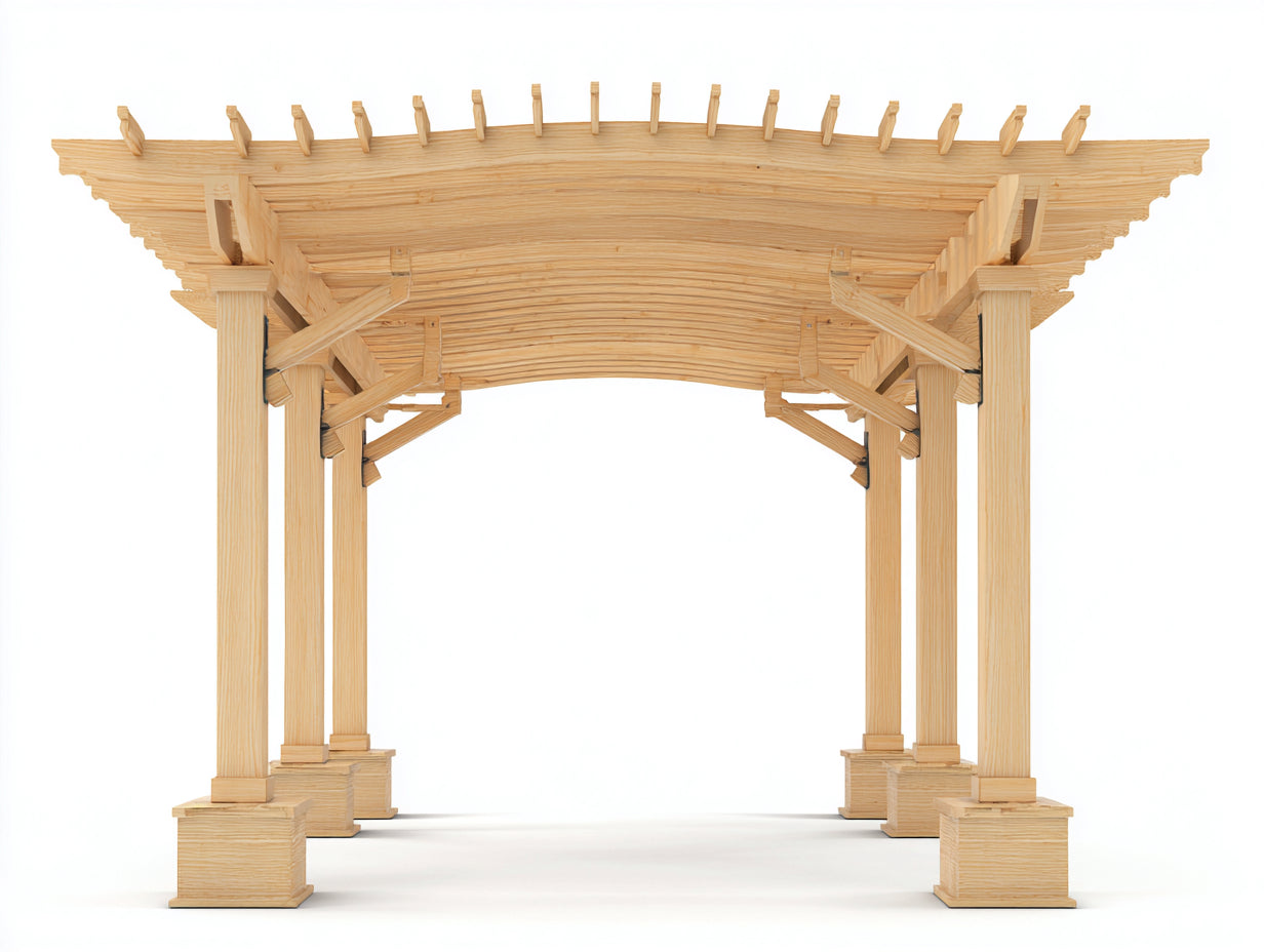 Pérgola de jardín Madera maciza 400x300x270 cm - Natural - Diseño arqueado
