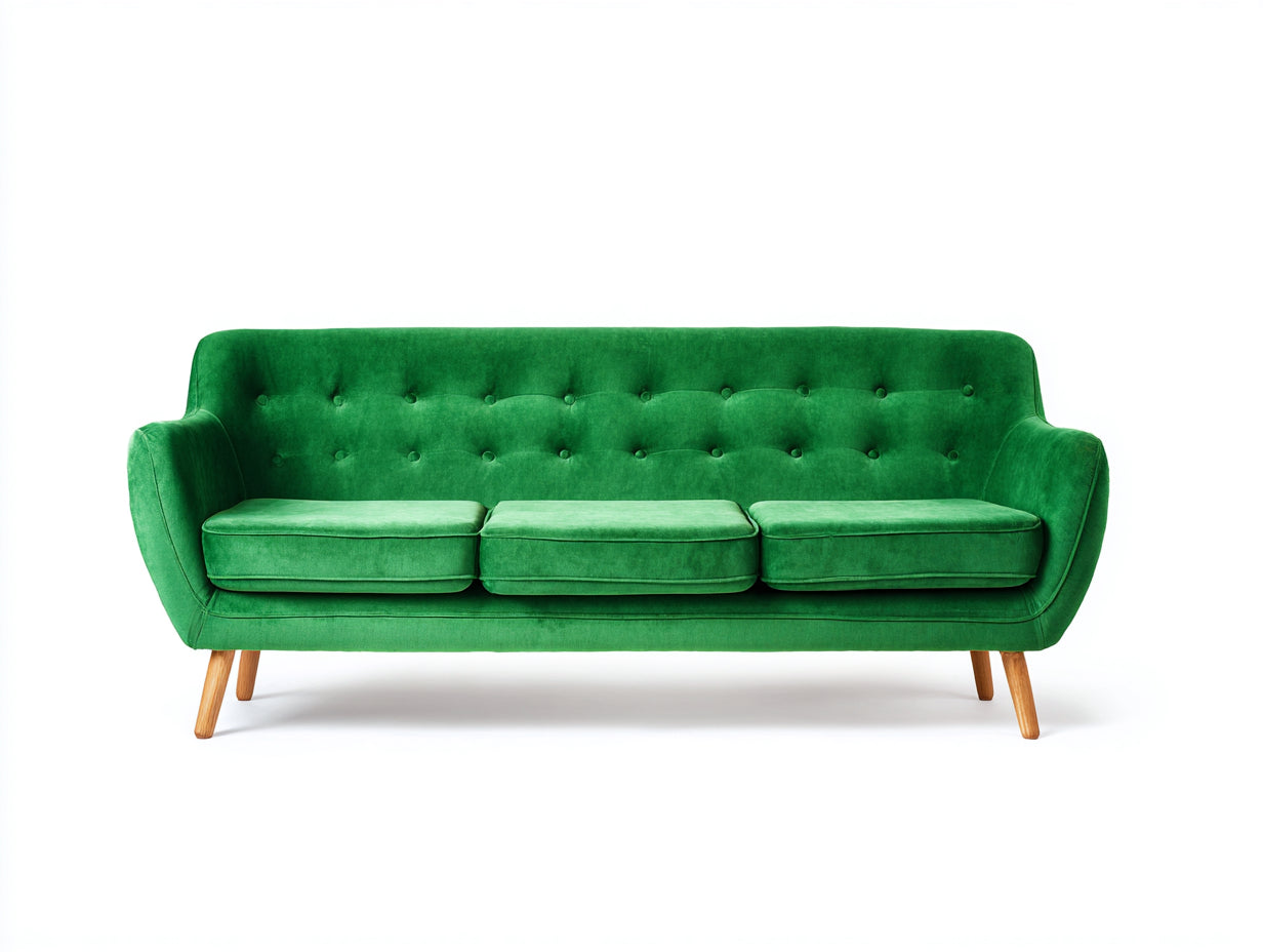 Sofás lineales tapizado 214x86x78 cm verde para salón - diseño retro