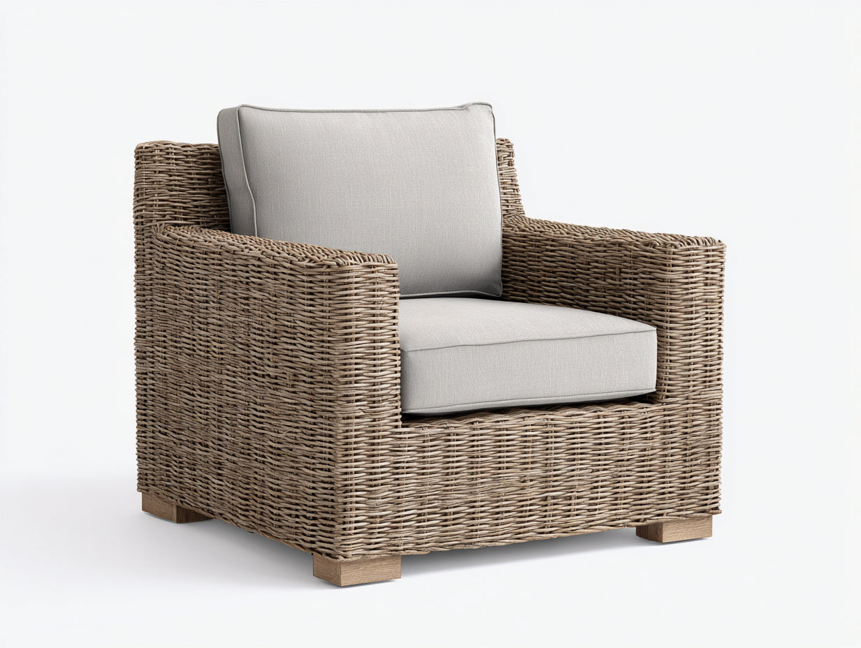 Sillones de ratán tejido 100x88x76 cm - natural y beige - diseño cuadrado