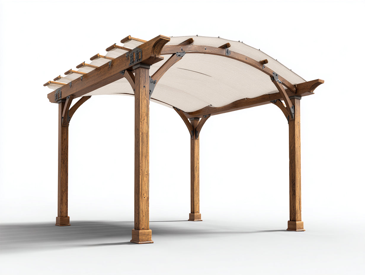 Pérgola de jardín Madera maciza 320x300x260 cm - Natural-Beige - Con cubierta curva