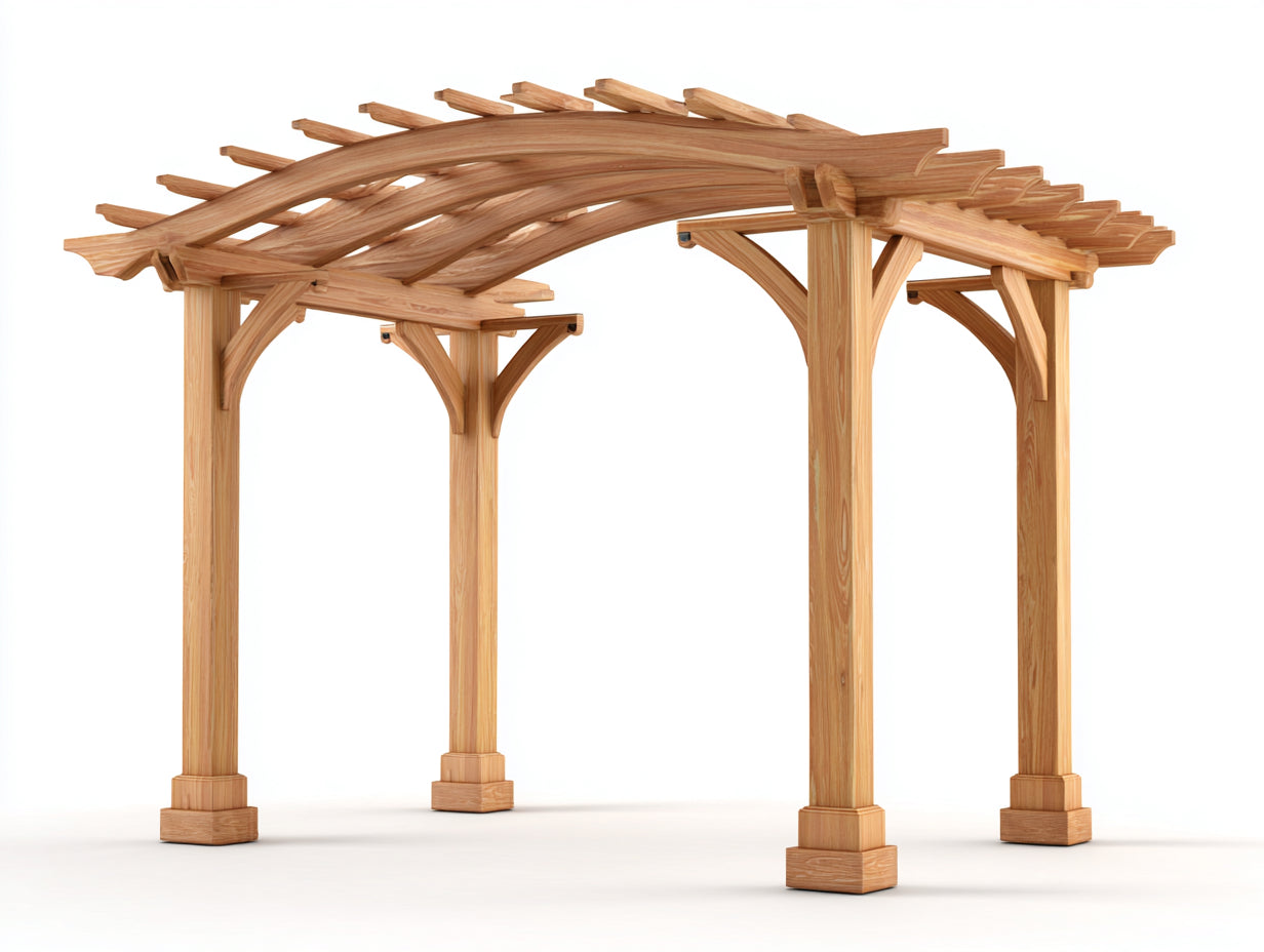 Pérgola de jardín de madera 370 x 270 x 250 cm - natural - techo curvo para exterior