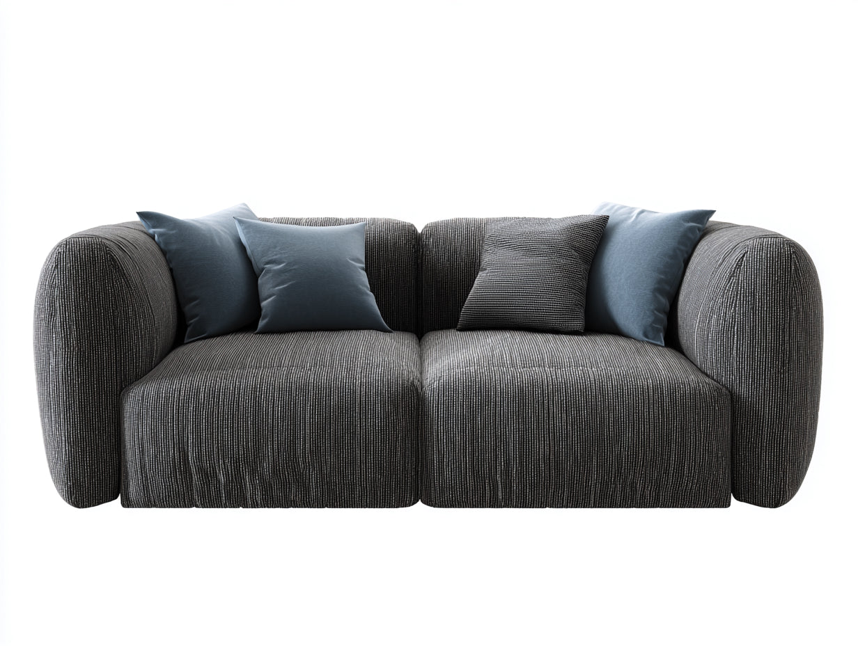 Sofás lineales tapizado 216x94x76 cm gris oscuro para salón - diseño moderno