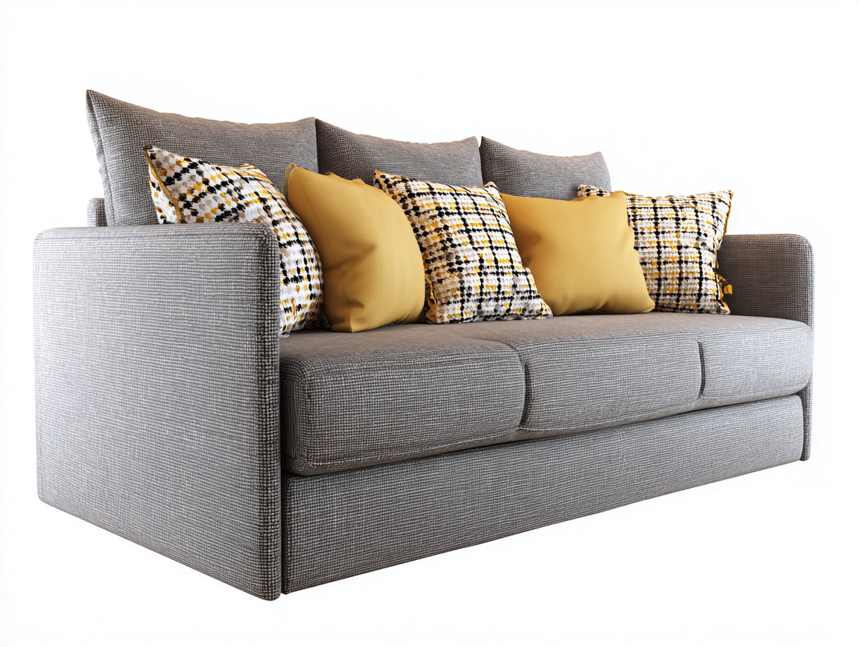 Sofás lineales tapizado 218x90x82 cm gris para salón - diseño contemporáneo
