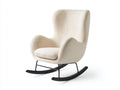Mecedoras de tela borreguito 77x93x106 cm - crema y negro - respaldo alto