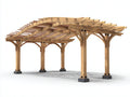 Pérgola de jardín de madera 500x300x255 cm - madera y gris - techo arqueado