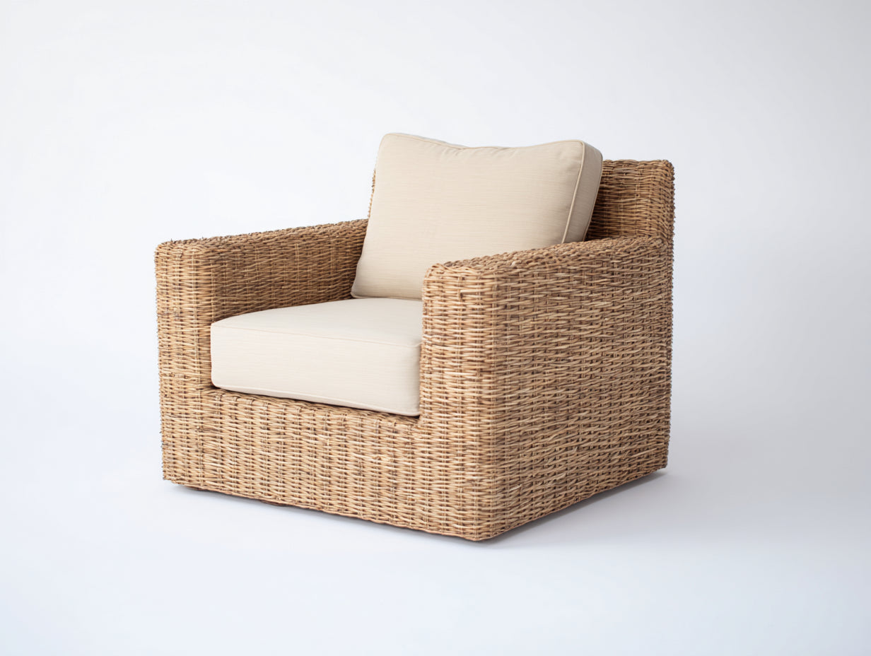 Sillones de ratán tejido 92x84x73 cm color natural para salón - diseño moderno