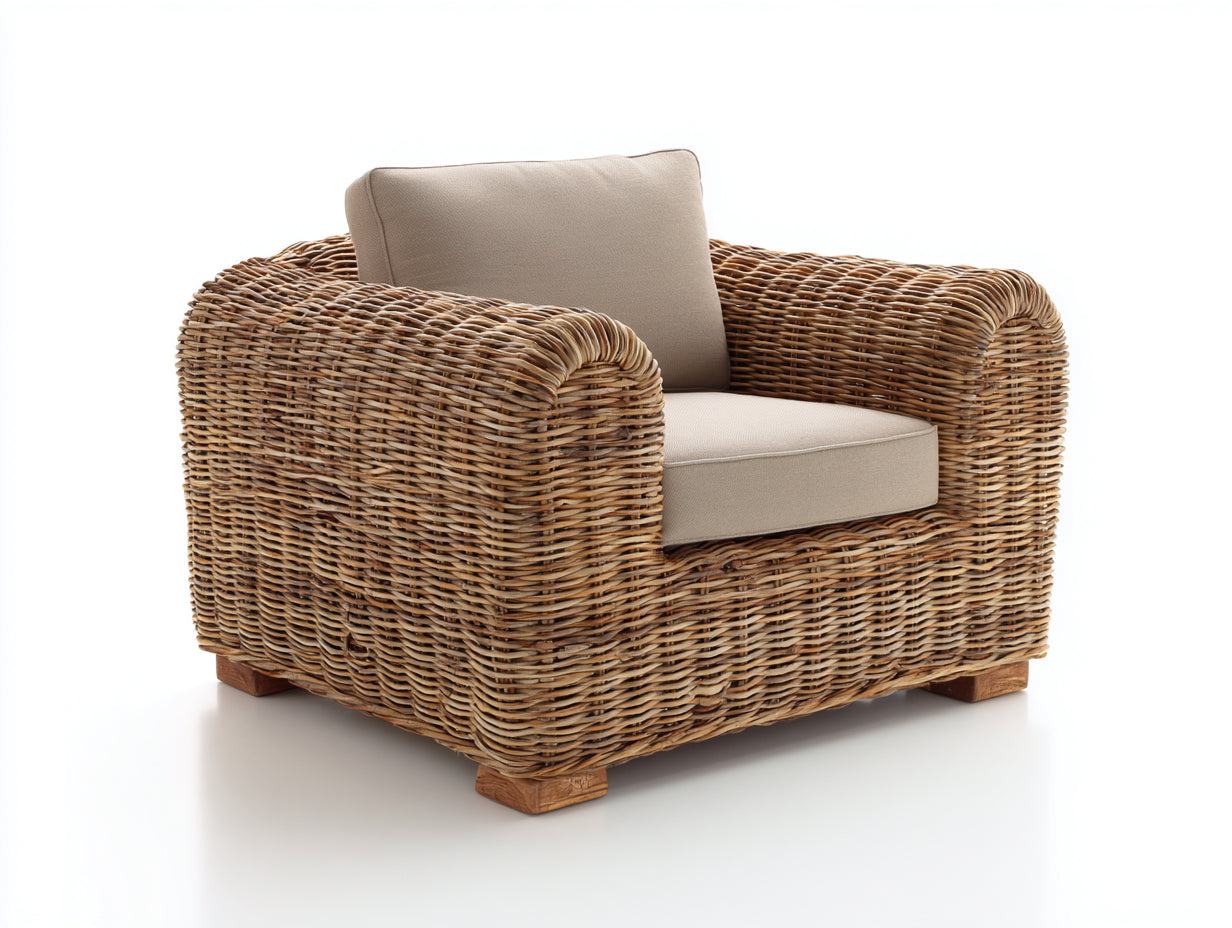 Sillones de ratán trenzado 98x90x75 cm - natural-beige - para salón y terraza
