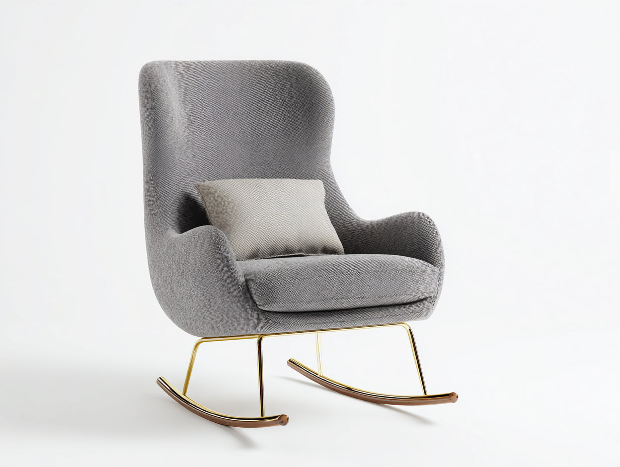 Mecedoras tapizadas 78x92x105 cm - gris y dorado - diseño moderno