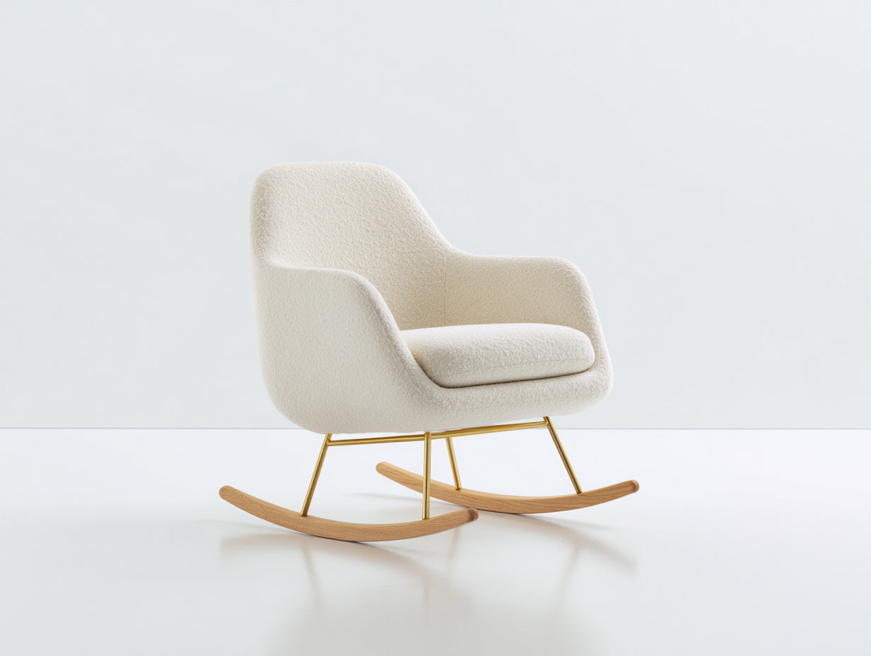 Mecedoras de tela borreguito 75x89x101 cm - crema y dorado - diseño compacto