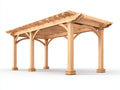 Pérgola de jardín de madera 500x330x270 cm - madera natural - techo inclinado - diseño abierto