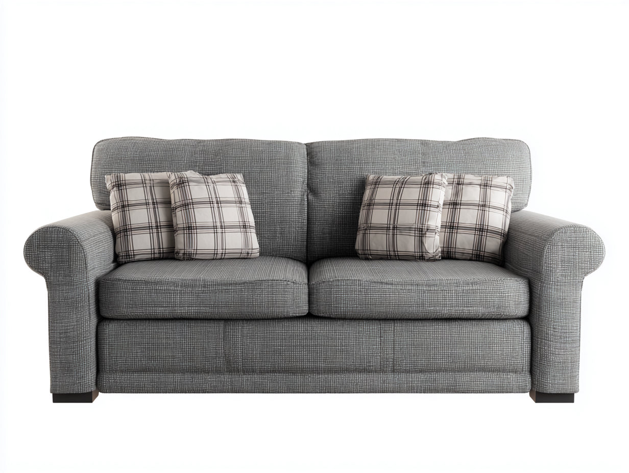 Sofás lineales de tela 205x88x86 cm - gris y negro - diseño clásico