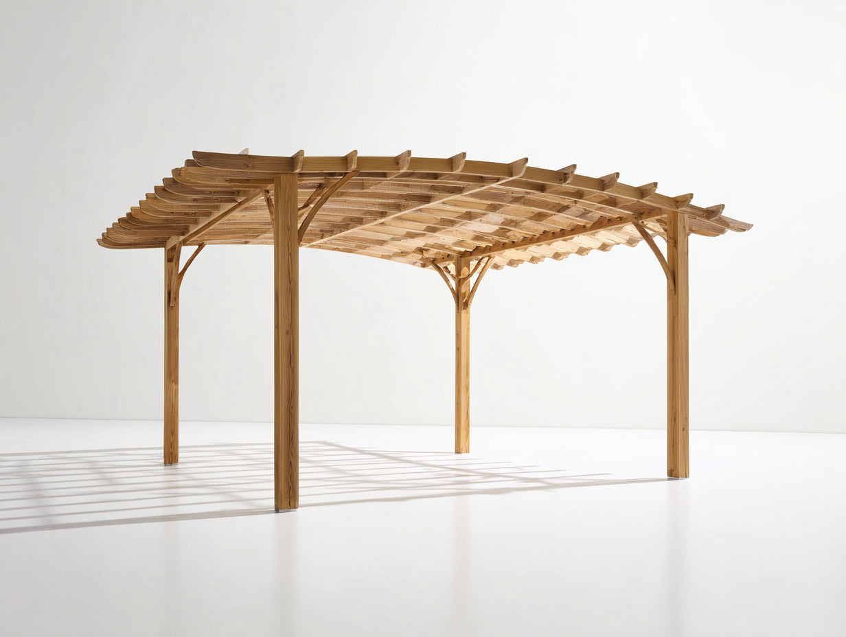 Pérgola de jardín de madera 400 x 300 x 255 cm - natural - techo de lamas para exterior