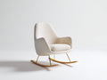 Mecedoras tapizadas de borreguito 81x86x93 cm - beige - para salón con base de madera